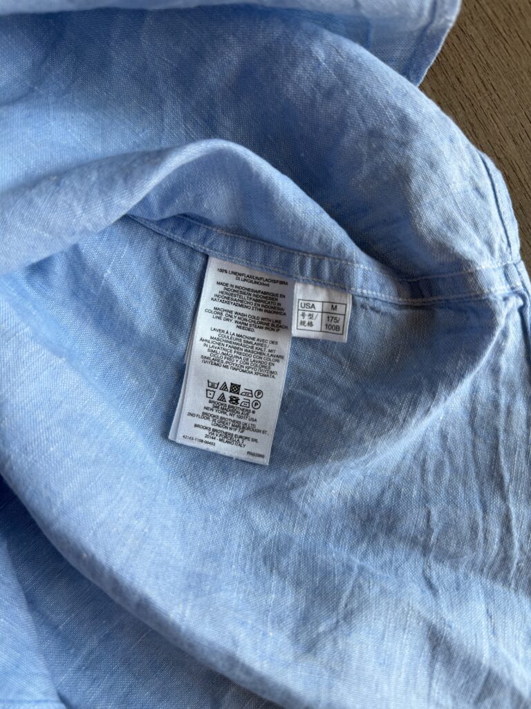 Camicia Brooks Brothers Uomo M azzurro Lino manica corta