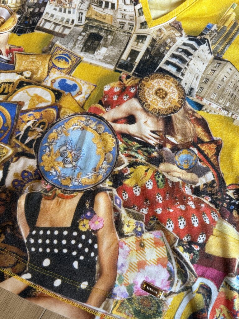 T-shirt Versace Donna M fantasia Giallo Multicolore Cotone manica corta Maglietta