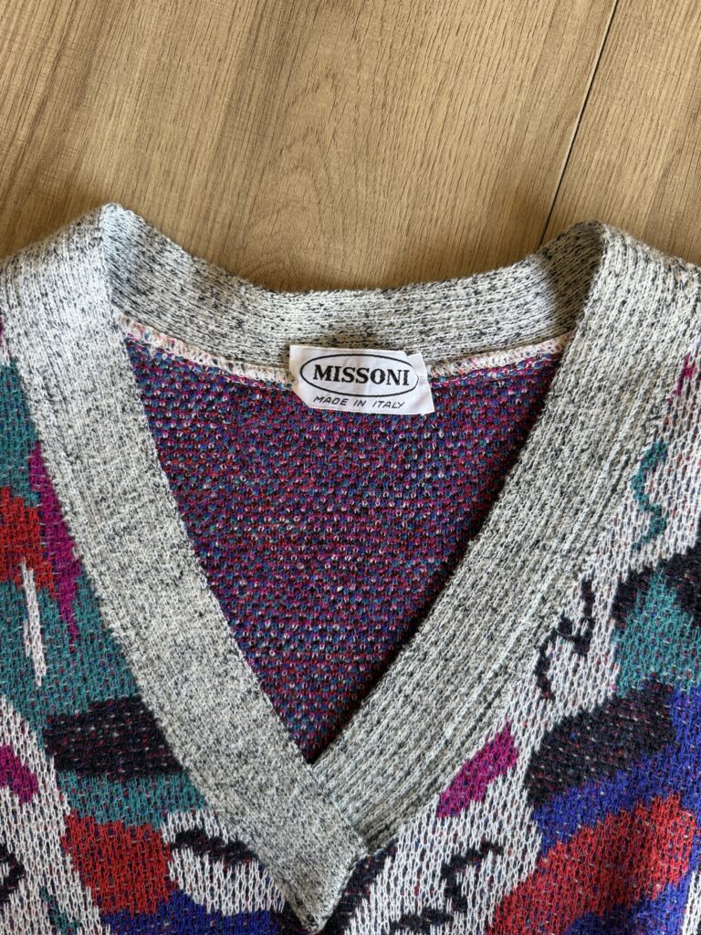 Gilet a maglia Missoni Donna M Fantasia Grigio Multicolore misto Lana Cotone Maglione pullover