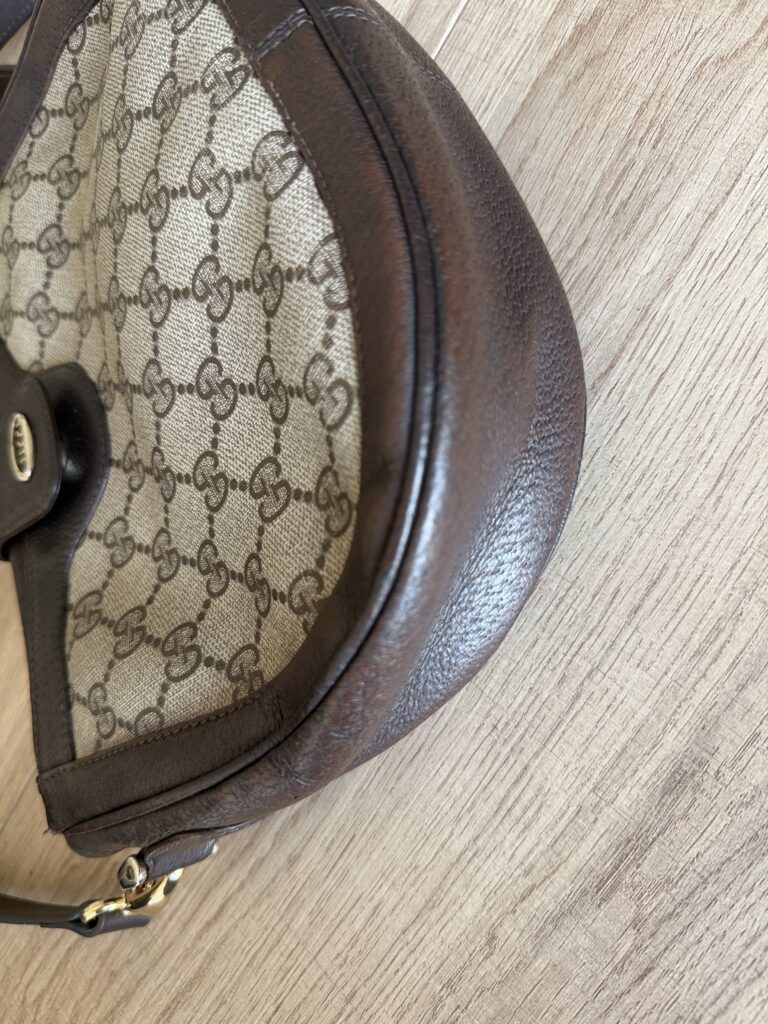Borsa a spalla tracolla GUCCI crossbody marrone brige logo monogram GG pelle di cinchialino