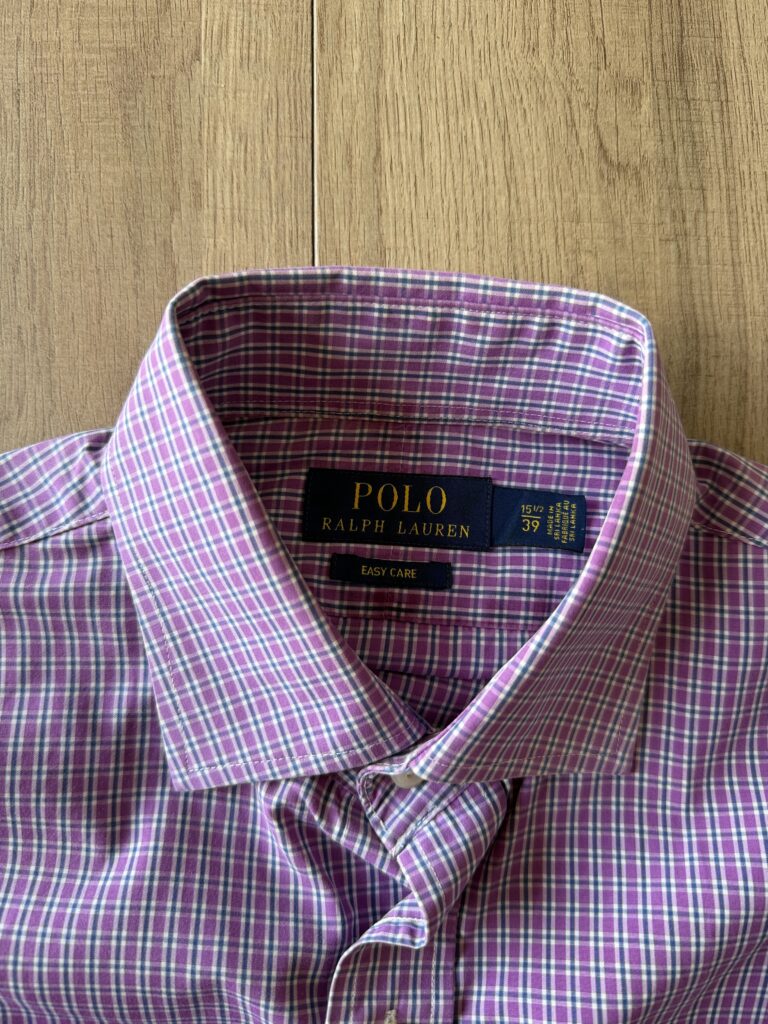 Camicia Polo Ralph Lauren Uomo S Comfort Quadri Blu Viola Bianco Cotone Manica lunga