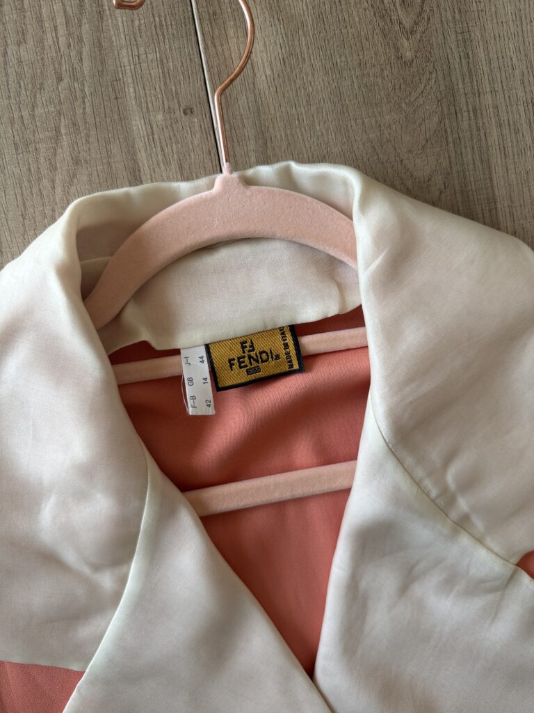 Abito in seta Fendi vintage Donna 44 IT – M Rosa e bianco con bottoni oro vestito midi