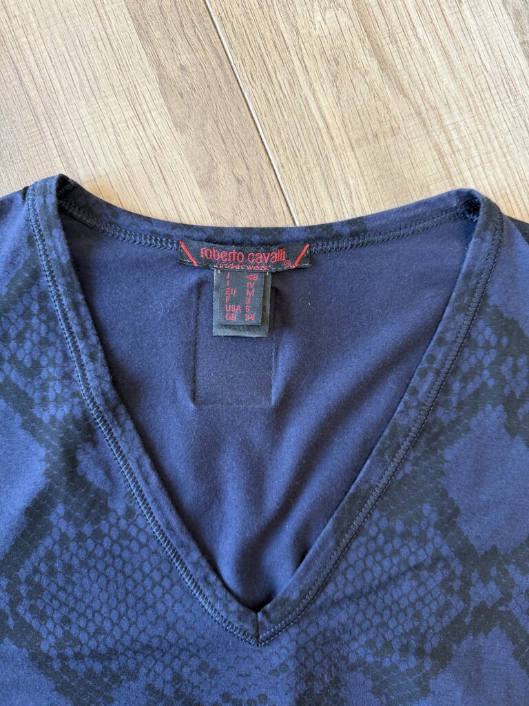 T-shirt Roberto Cavalli Uomo M Slim Blu Navy stampa animalier pitone Cotone Manica corta Maglietta