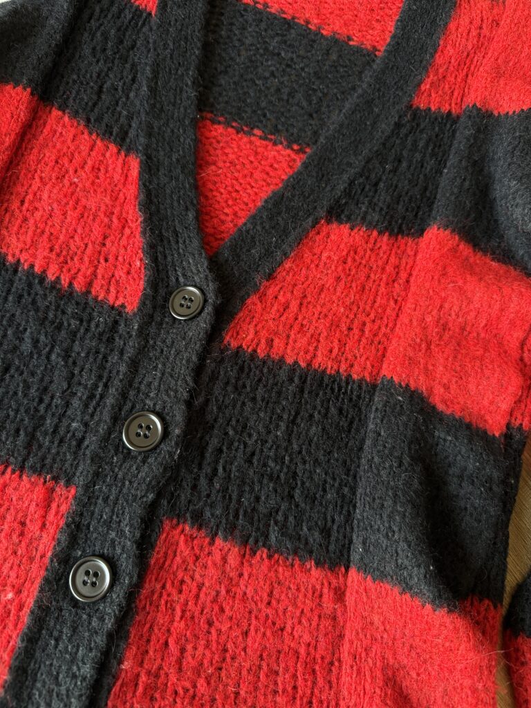 Maglione Cardigan Red Valentino Garavani Donna 44 IT – M righe Rosso Nero misto Lana e Alpaca pullover