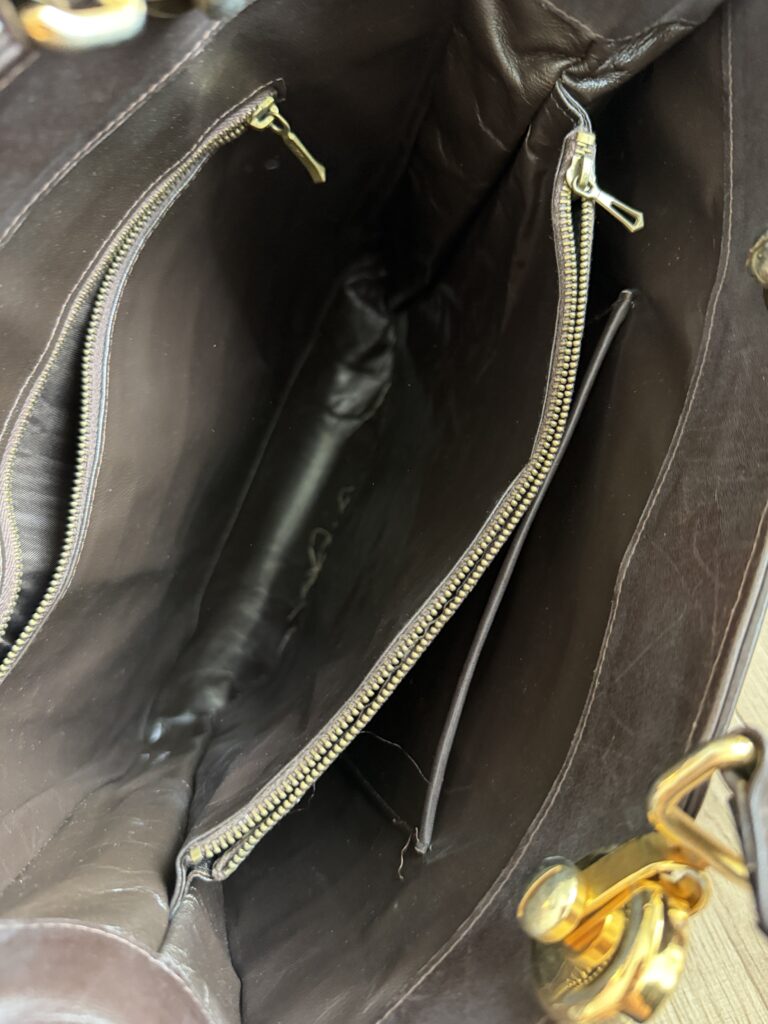 Borsa a mano pelle di Coccodrillo Marrone Made in Italy hardware in oro