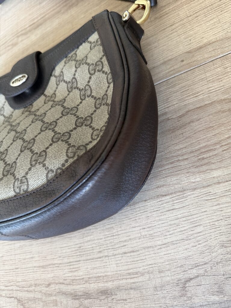 Borsa a spalla tracolla GUCCI crossbody marrone brige logo monogram GG pelle di cinchialino