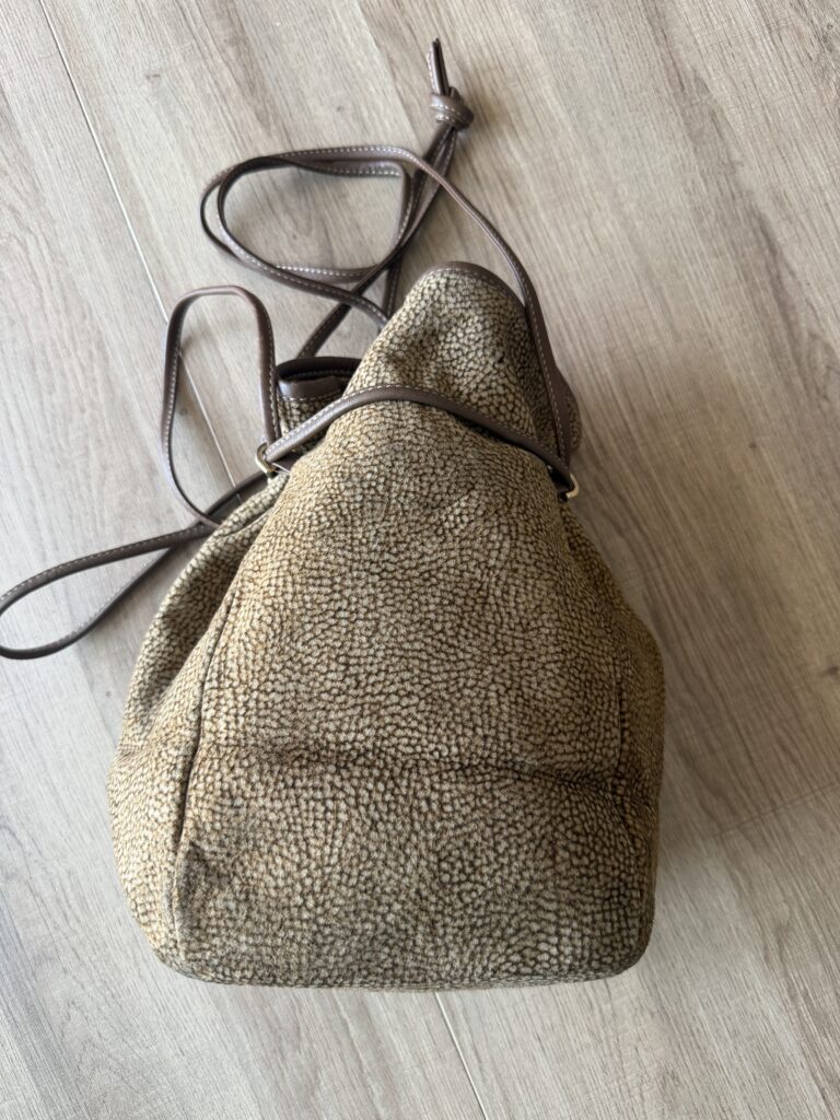 Borsa a spalla Borbonese Bisaccia con tracolla Beige Marrone Pelle di tapiro monogram Logo