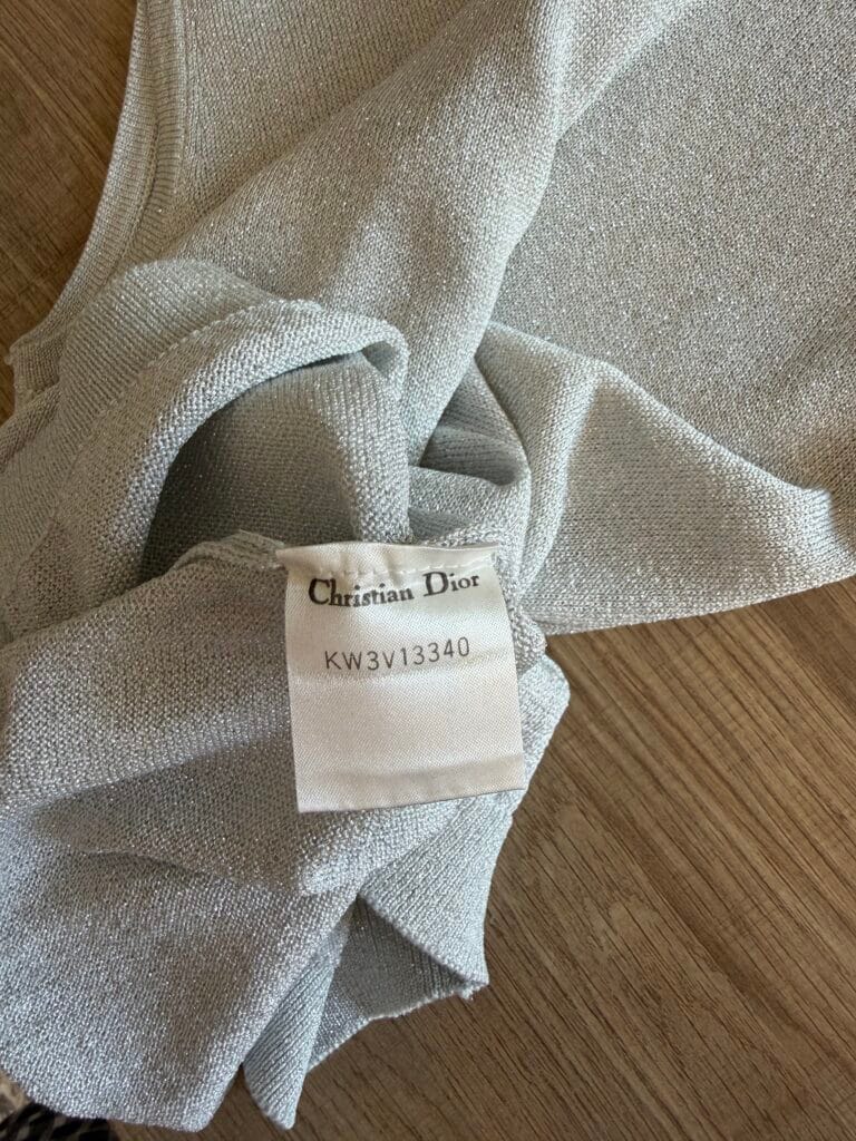 Canottiera Christian Dior Donna 42 IT – M Argentato Rayon Maglietta T-shirt