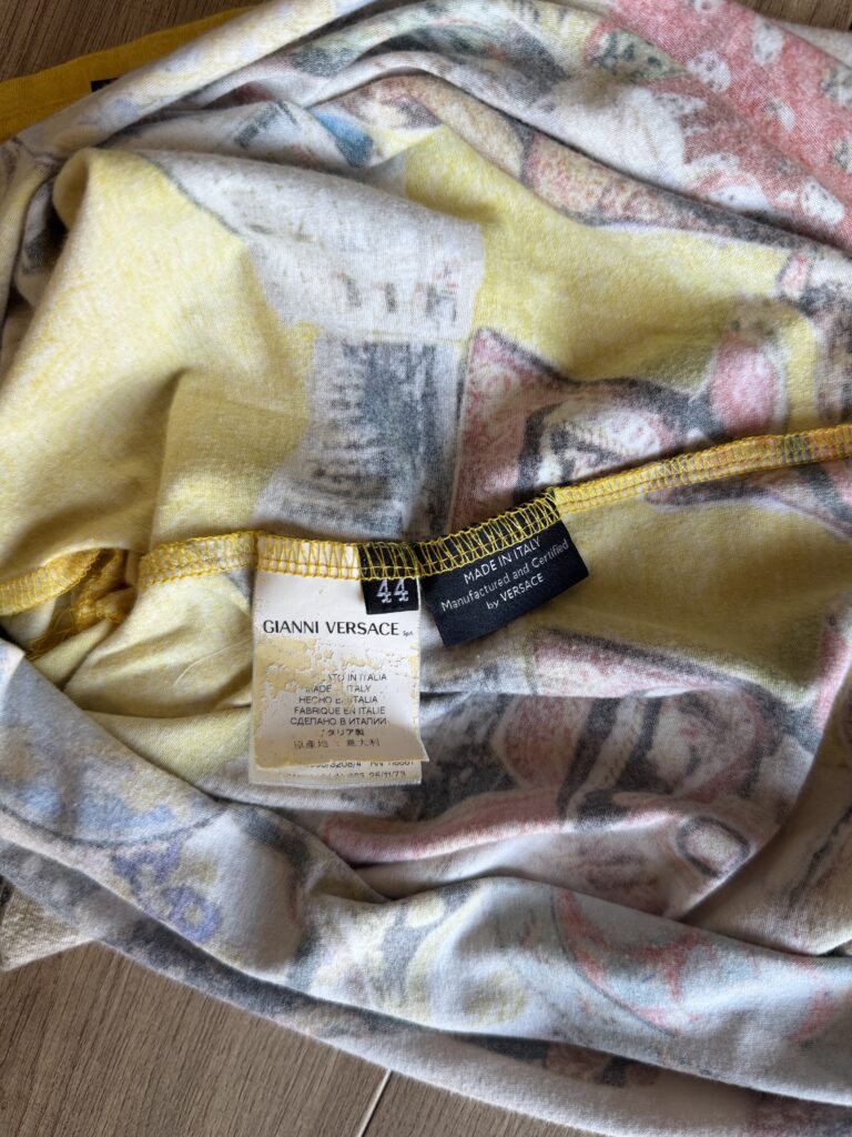 T-shirt Versace Donna M fantasia Giallo Multicolore Cotone manica corta Maglietta