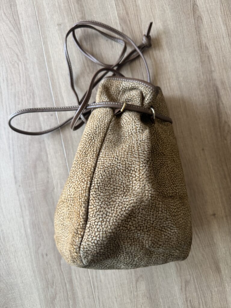 Borsa a spalla Borbonese Bisaccia con tracolla Beige Marrone Pelle di tapiro monogram Logo