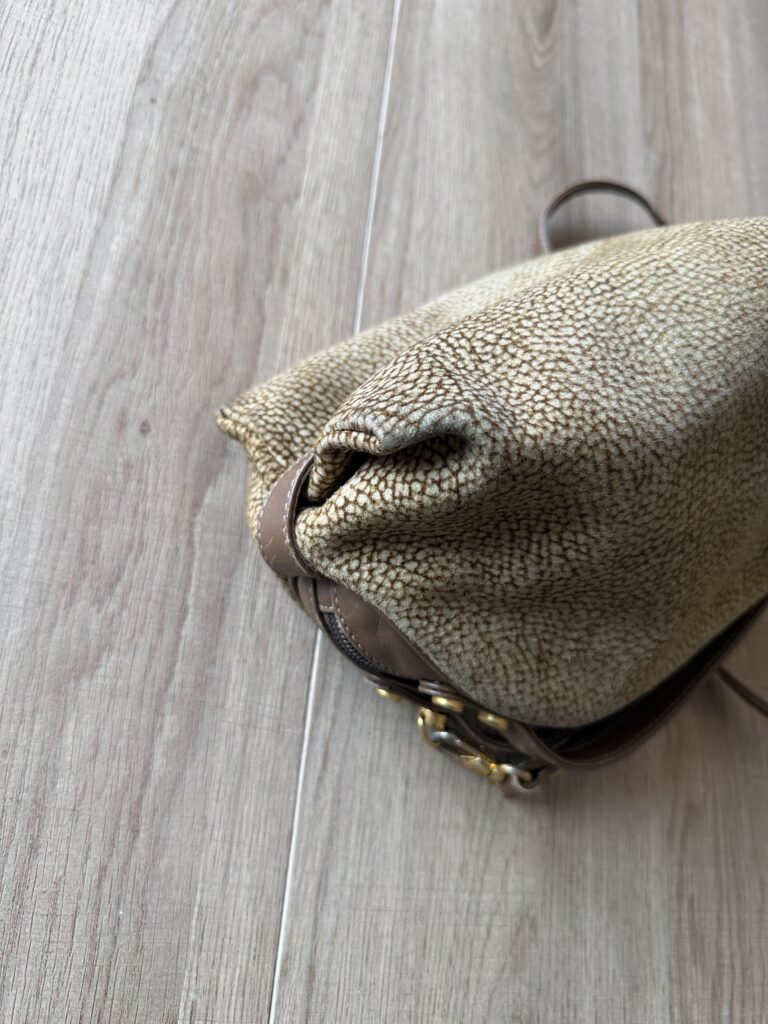 Borsa a spalle Borbonese Sexy Bag Small con tracolla Beige Marrone Pelle di tapiro monogram Logo a mano