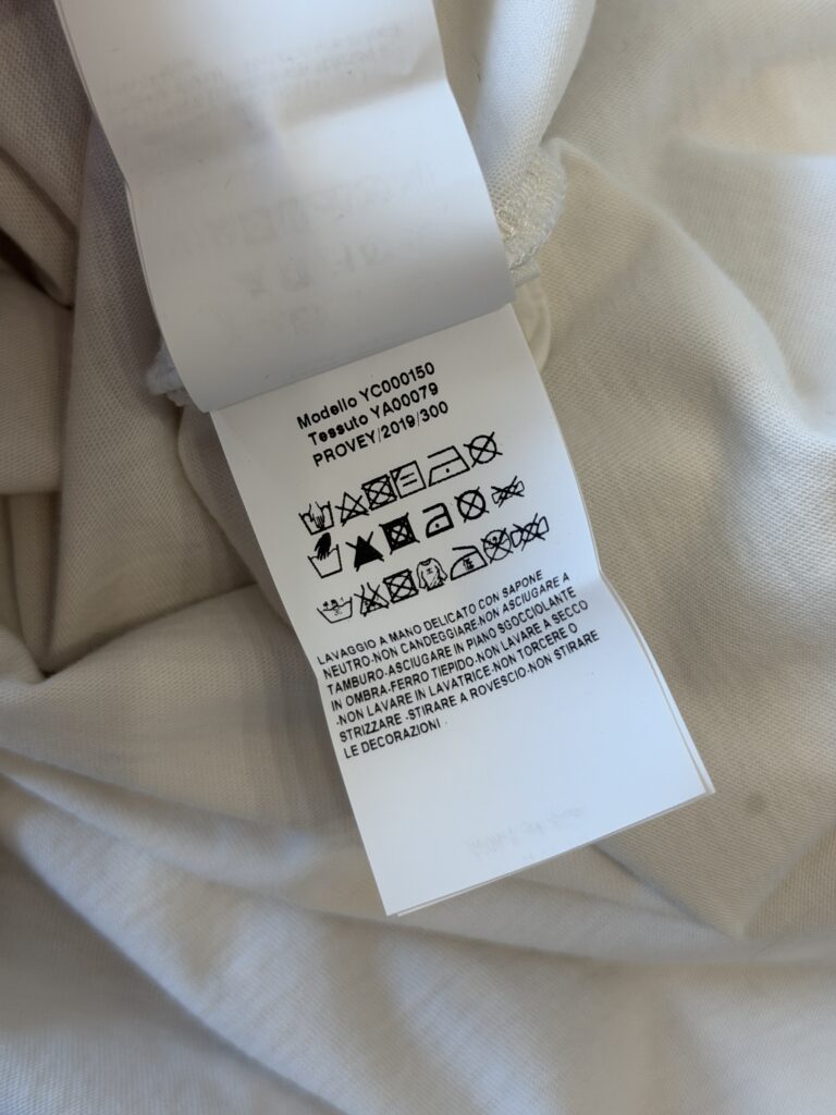 T-shirt Versace prima linea Donna M Bianco crema con stampa medusa Cotone manica lunga Maglietta