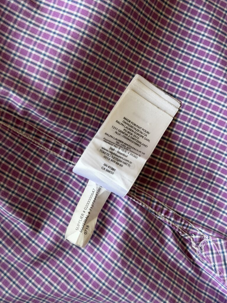 Camicia Polo Ralph Lauren Uomo S Comfort Quadri Blu Viola Bianco Cotone Manica lunga
