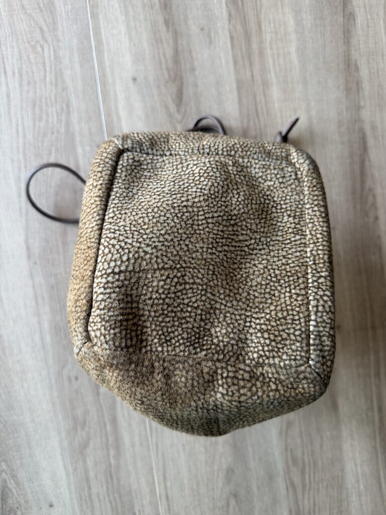Borsa a spalla Borbonese Bisaccia con tracolla Beige Marrone Pelle di tapiro monogram Logo