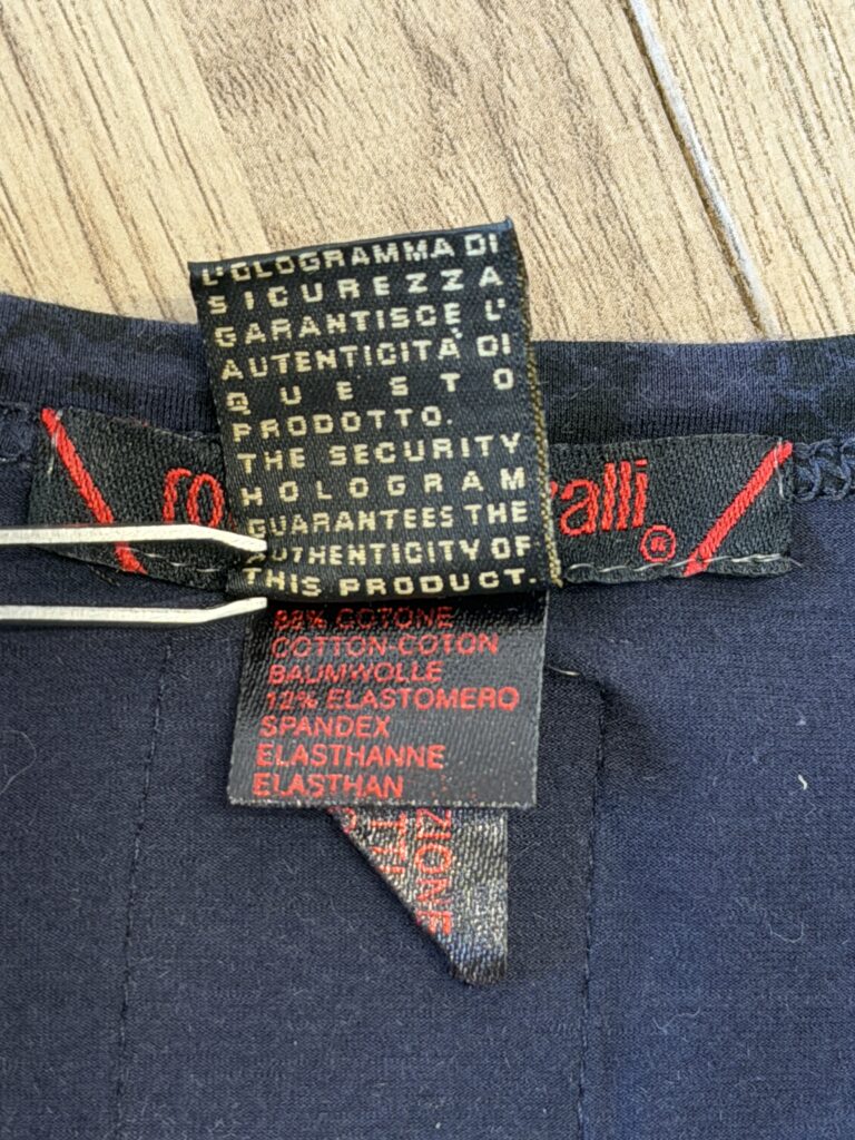 T-shirt Roberto Cavalli Uomo M Slim Blu Navy stampa animalier pitone Cotone Manica corta Maglietta