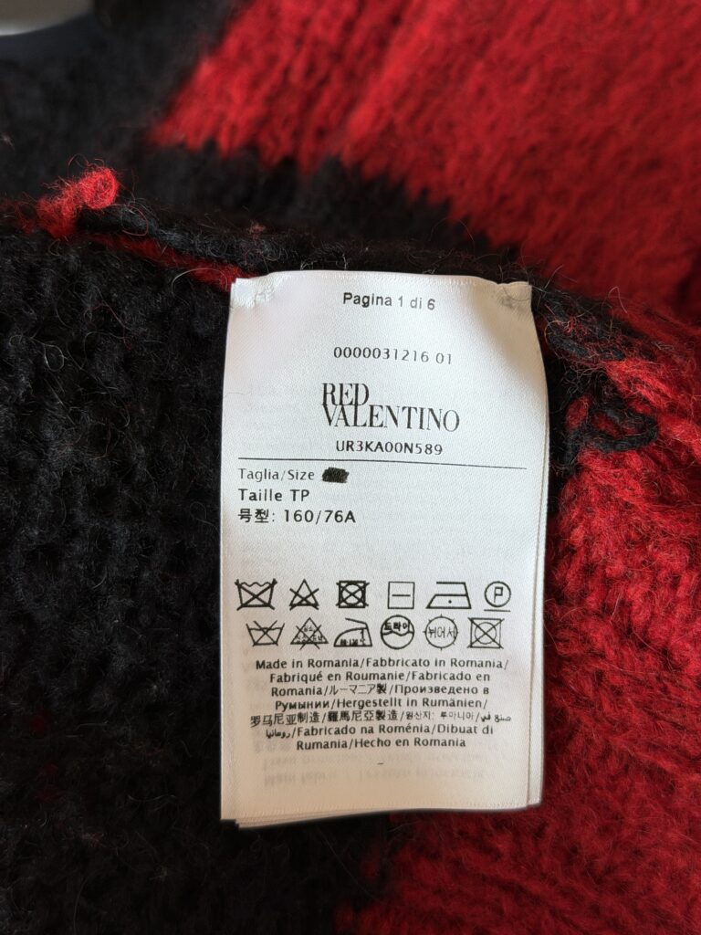 Maglione Cardigan Red Valentino Garavani Donna 44 IT – M righe Rosso Nero misto Lana e Alpaca pullover