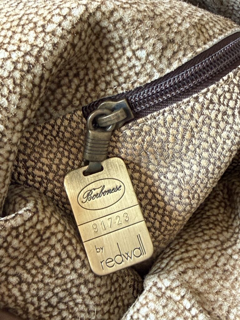 Borsa a spalla Borbonese Bisaccia con tracolla Beige Marrone Pelle di tapiro monogram Logo