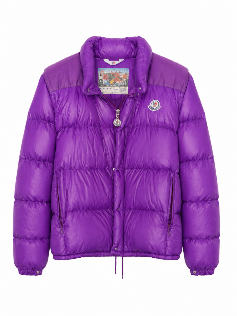 Piumino Bomber Smanicabile Moncler anni 80 Uomo L Viola imbottitura vera Piuma Giubbotto active