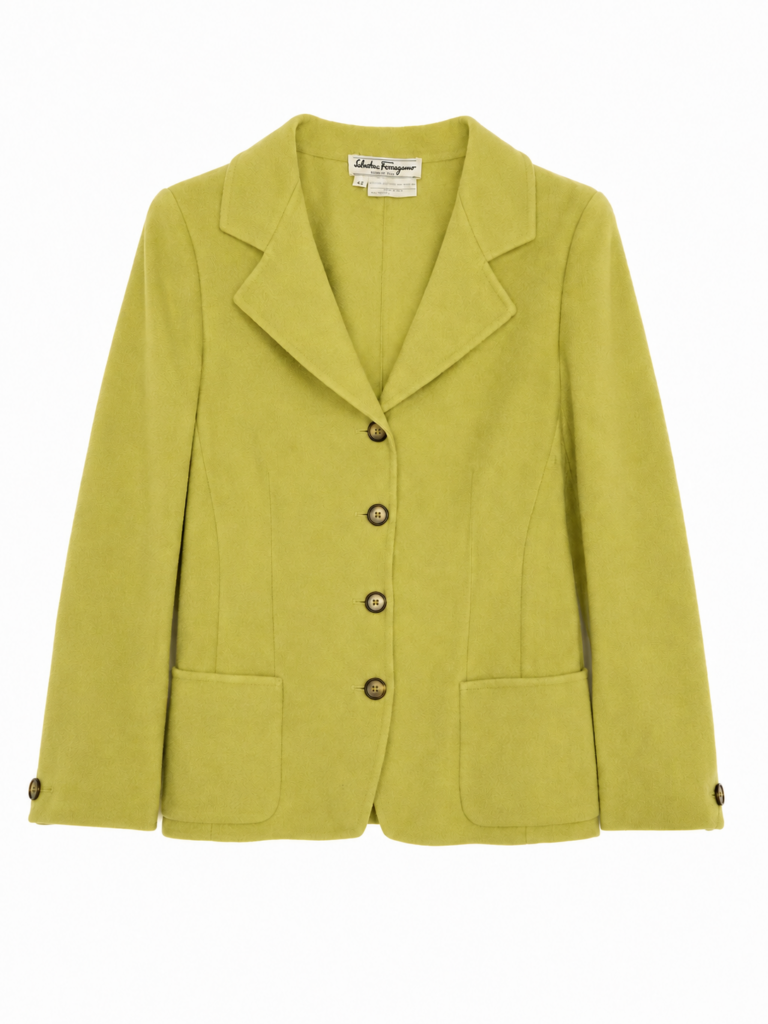 Blazer Salvatore Ferragamo Donna 42 IT – M Verde Lime Lana Giacca
