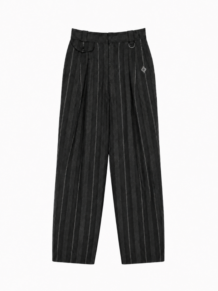 Pantaloni gessati Christian Dior Donna 38 IT – 32 FR ( 32 cm ) S Grigio antracite Bianco Lana vita alta