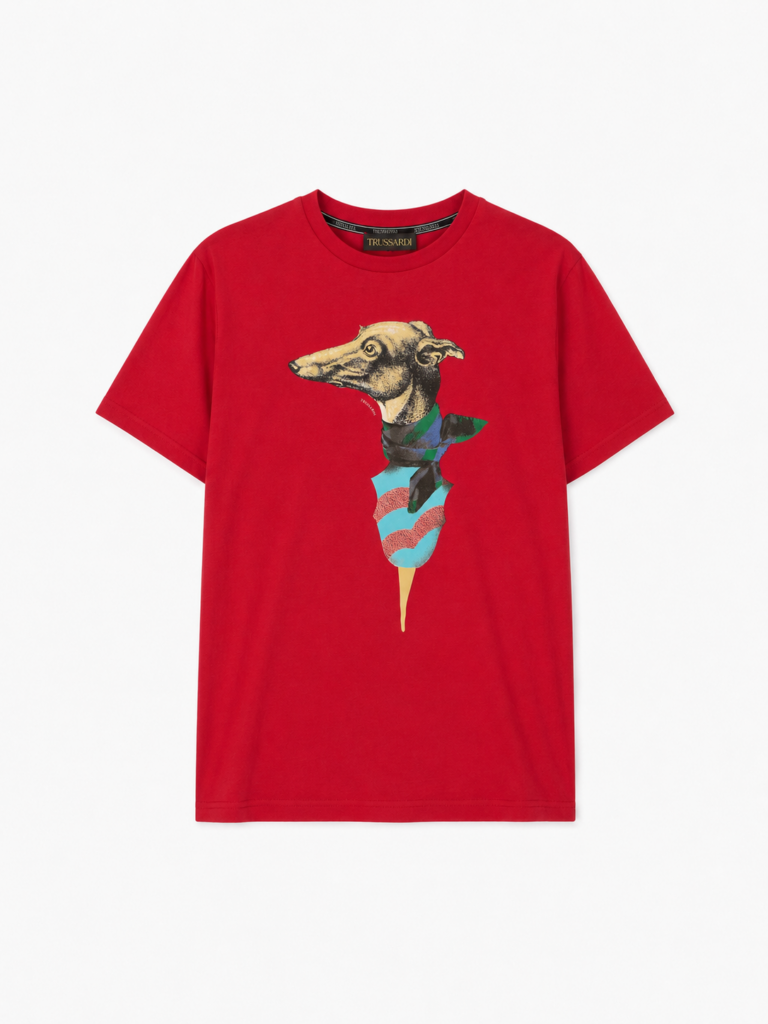 Tshirt Trussardi Uomo S Cotone Rosso con stampa manica corta maglietta