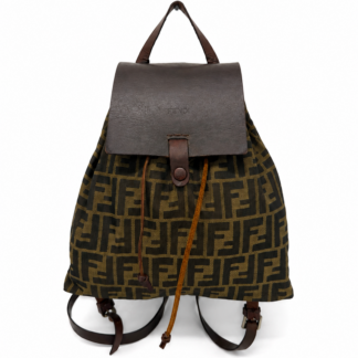 Zaino a spalla Fendi Logo Monogram FF Beige Nero Canvas tracolla