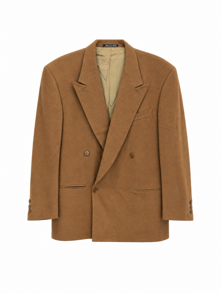 Giacca doppio petto Armani Uomo 46 IT – S Comfort tessuto tweed Beige tendente cachi Lana Blazer