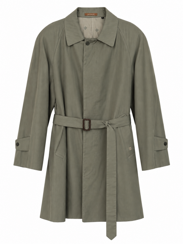 Trench Givenchy Uomo 50 IT – L Seta e Cotone Verde salvia Cappotto Giubbotto Giacca mantella impermeabile