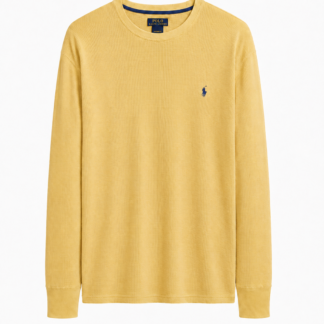 Maglietta Polo Ralph Lauren Uomo XL Giallo Cotone piqué manica lunga t-shirt