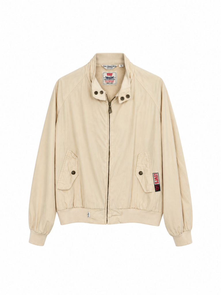 Giubbotto Harrington Levis Uomo L Crema Beige Cotone e Resina Giacca antivento leggero