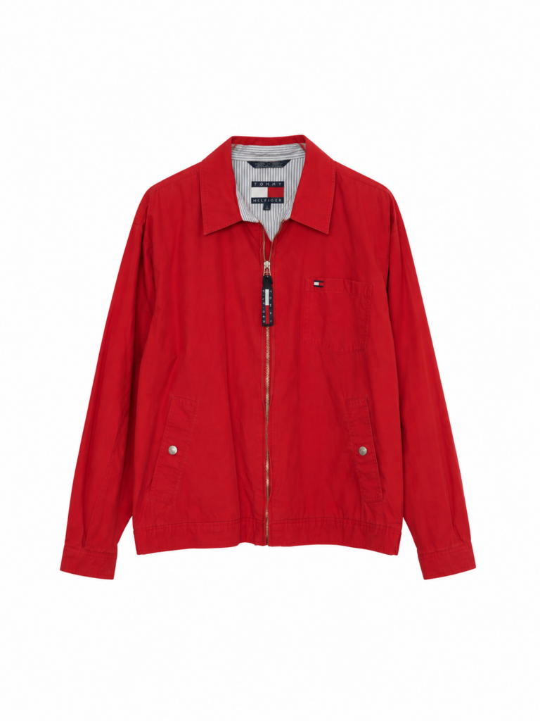 Giubbotto Harrington Tommy Hilfiger Uomo L Rosso Cotone Giacca antivento leggero
