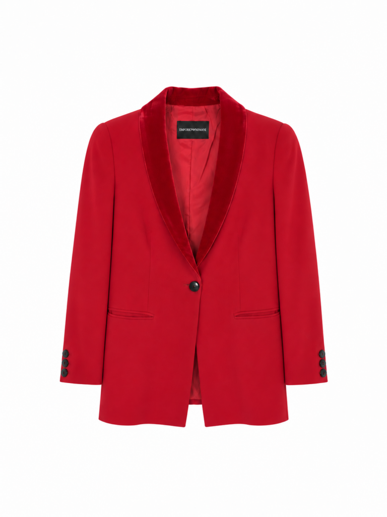 Blazer Armani Donna 46 IT – L sagomato ( Ok 44 IT ) Tessuto sintetico Rosso Giacca