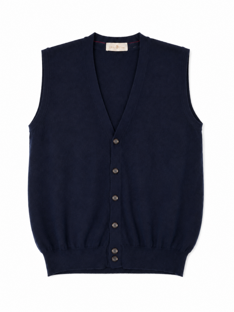 Panciotto Gilet a maglia Della Ciana Uomo M Blu scuro Lana e Cashmere Maglione pullover