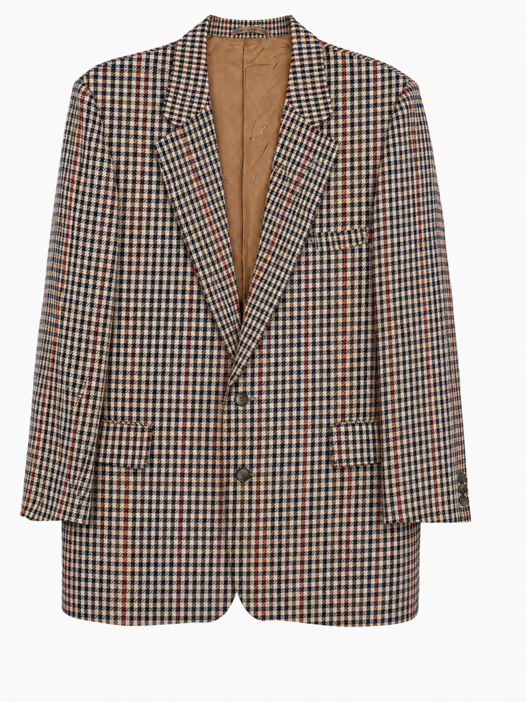 Giacca Aquascutum Uomo S oversize ( Ok M ) fantasia pied de poule quadri Rosso Blu Beige Lana manica lunga