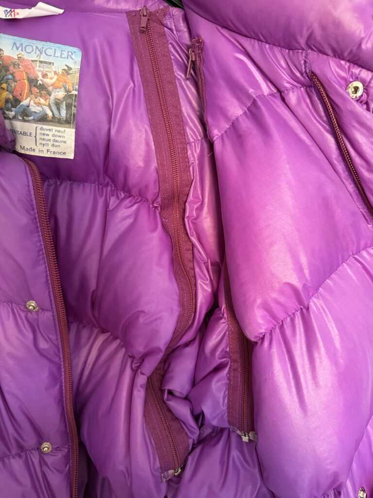 Piumino Bomber Smanicabile Moncler anni 80 Uomo L Viola imbottitura vera Piuma Giubbotto active