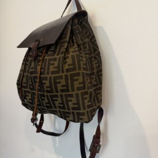 Zaino a spalla Fendi Logo Monogram FF Beige Nero Canvas tracolla