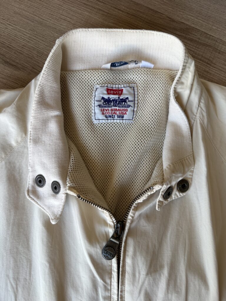Giubbotto Harrington Levis Uomo L Crema Beige Cotone e Resina Giacca antivento leggero