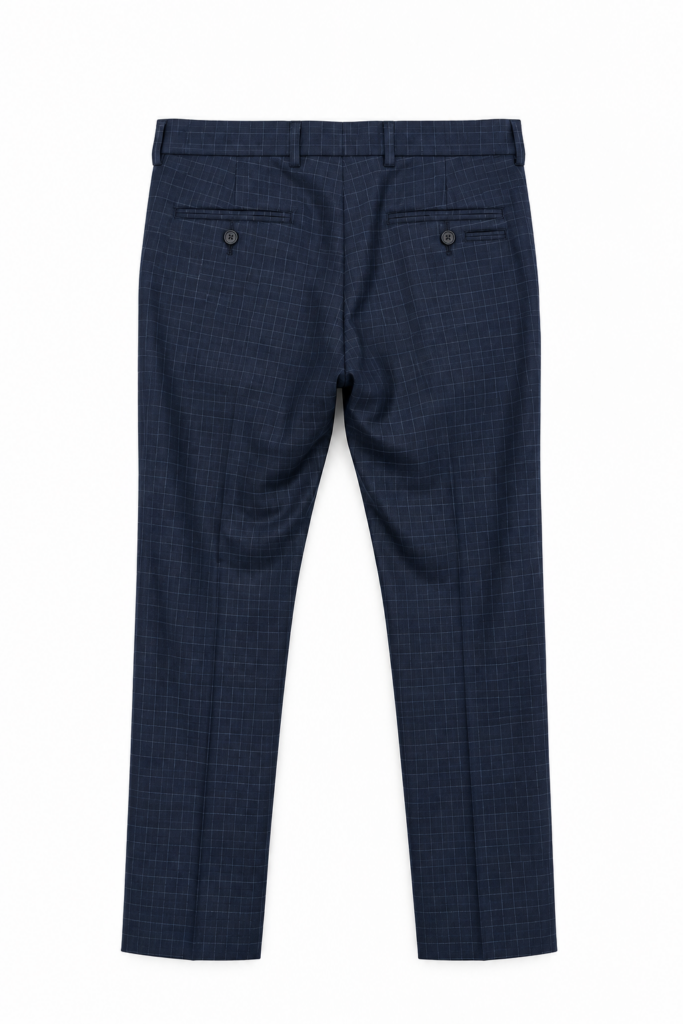 Pantaloni Prada Uomo 48 IT – 43 FR ( 43 cm ) M comfort quadretti Blu scuro misto Lana