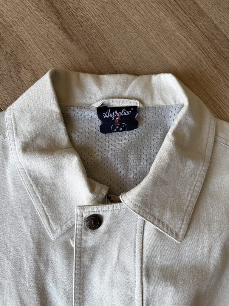Trench giacca a vento vintage Australian L’alpina anni 90 Uomo L Crema Bianco Cotone Giubbotto