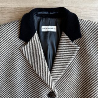 Blazer Armani Donna 44 IT – M Tessuto Tweed Marrone e Beige Lana Giacca