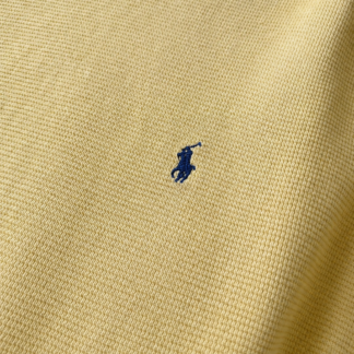 Maglietta Polo Ralph Lauren Uomo XL Giallo Cotone piqué manica lunga t-shirt
