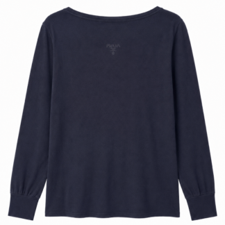 T-shirt Prada prima linea scollo a barca Uomo M Comfort ( OK L ) Blu scuro Cotone manica lunga maglietta