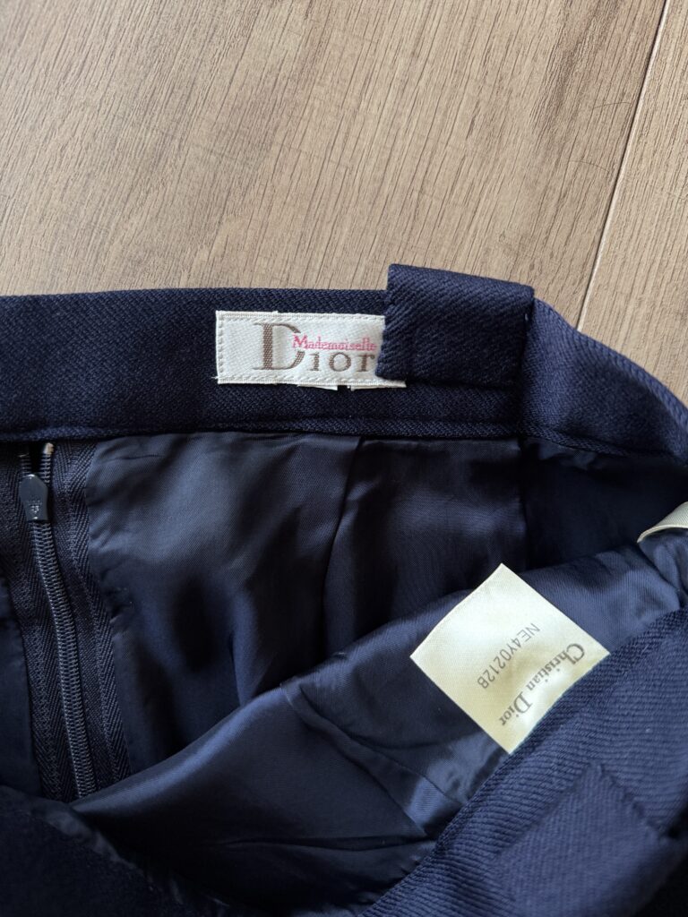 Gonna midi Dior Mademoiselle Donna 40 IT – 34 FR ( 34 cm ) S Blu scuro 100% Lana