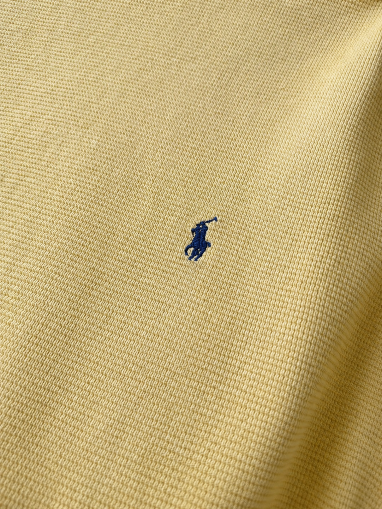 Maglietta Polo Ralph Lauren Uomo XL Giallo Cotone piqué manica lunga t-shirt