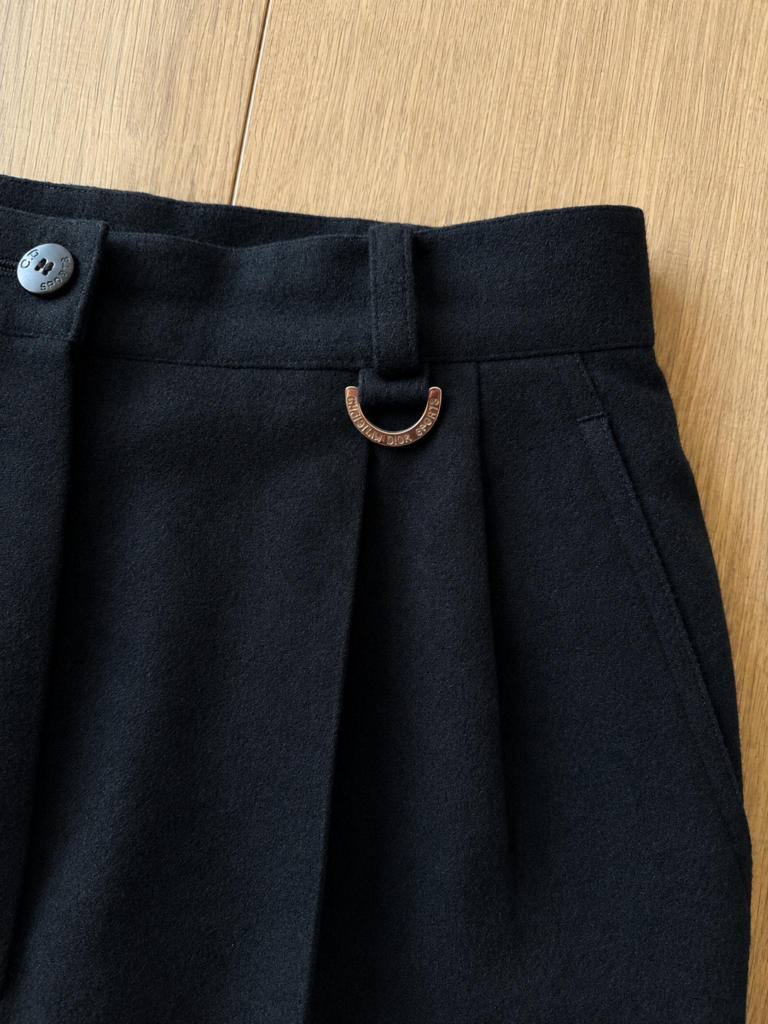 Pantaloni Christian Dior Donna 38 IT – 33 FR ( 33 cm ) S Nero Lana vita alta