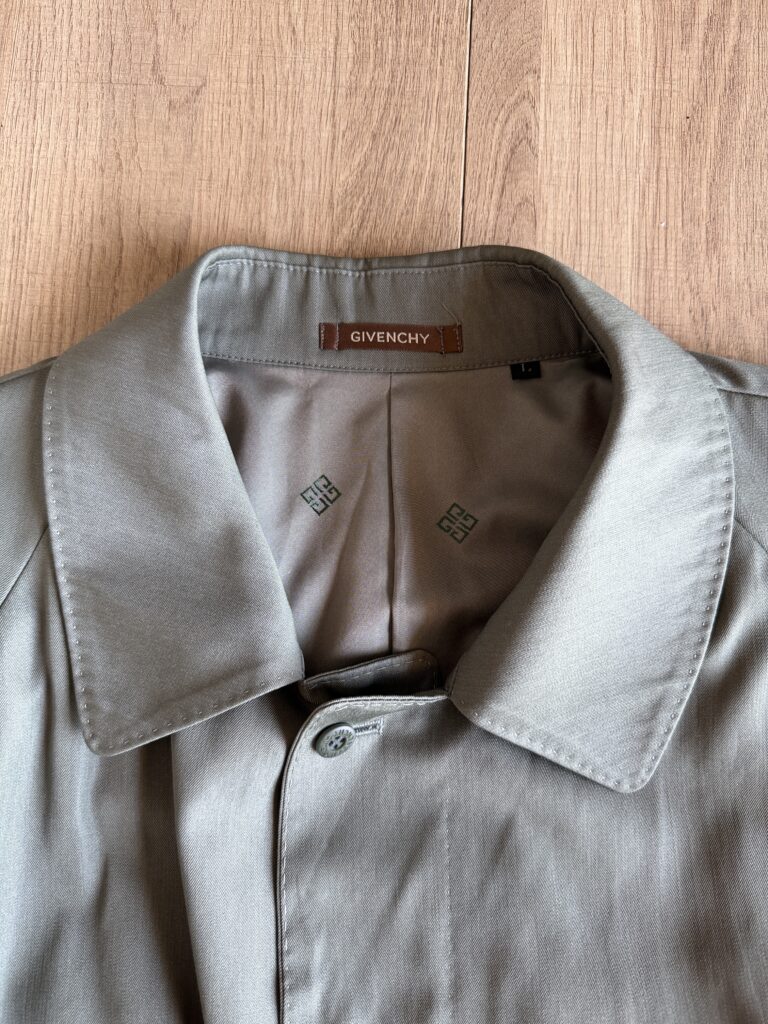 Trench Givenchy Uomo 50 IT – L Seta e Cotone Verde salvia Cappotto Giubbotto Giacca mantella impermeabile