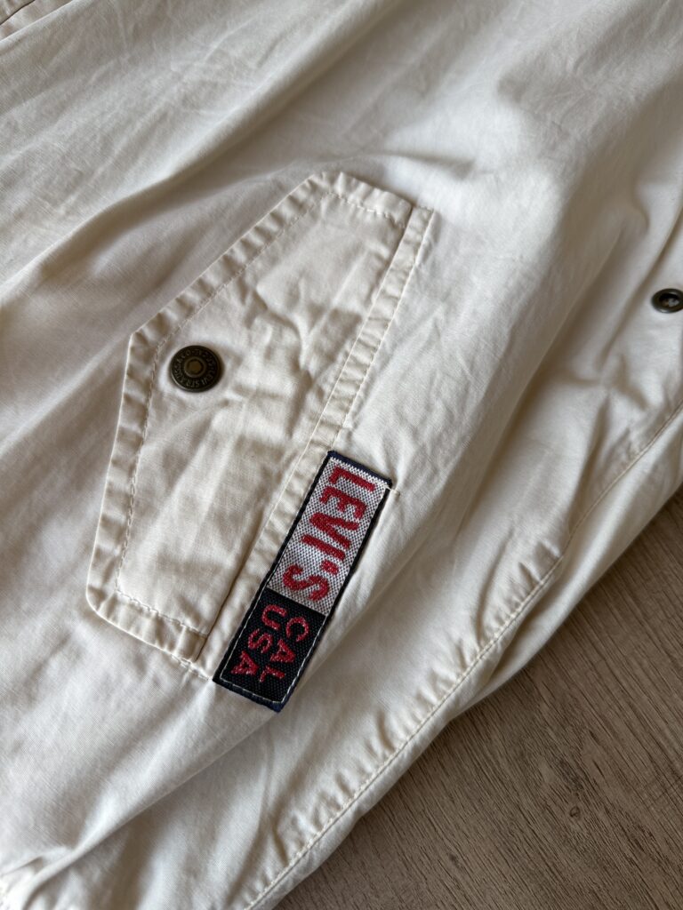 Giubbotto Harrington Levis Uomo L Crema Beige Cotone e Resina Giacca antivento leggero