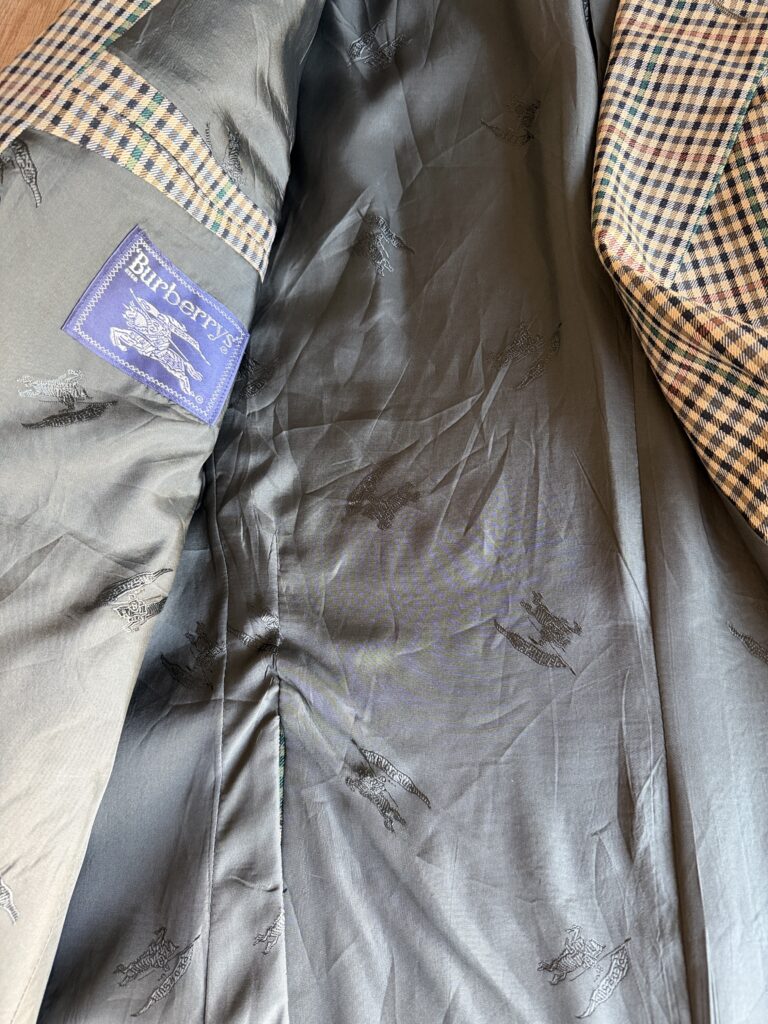 Giacca Burberry uomo L – 52 IT fantasia in punto quadri Verde Blu Beige Lana manica lunga