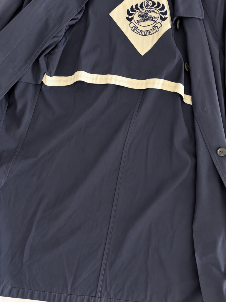Trench lungo Burberry Donna 44 IT – 9 UK – M Blu 100% Cotone Cappotto Giubbotto Giacca mantella impermeabile