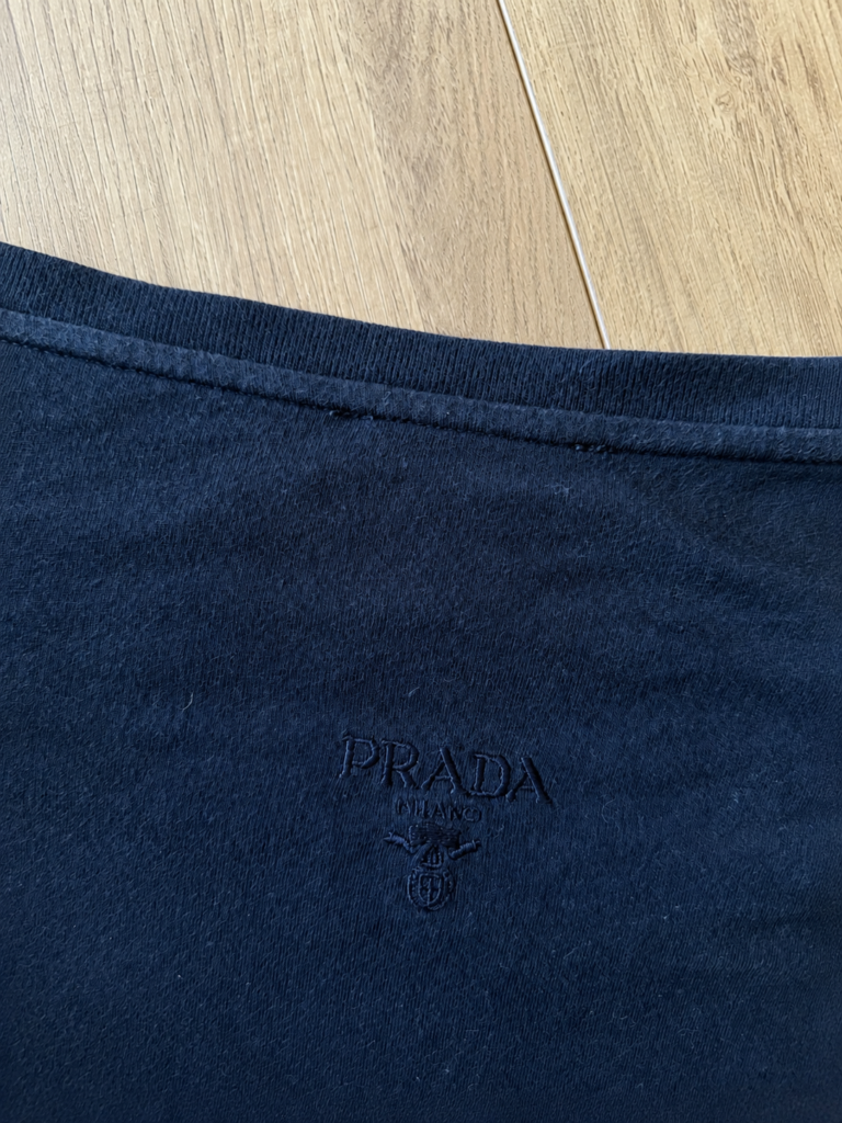 T-shirt Prada prima linea scollo a barca Uomo M Comfort ( OK L ) Blu scuro Cotone manica lunga maglietta